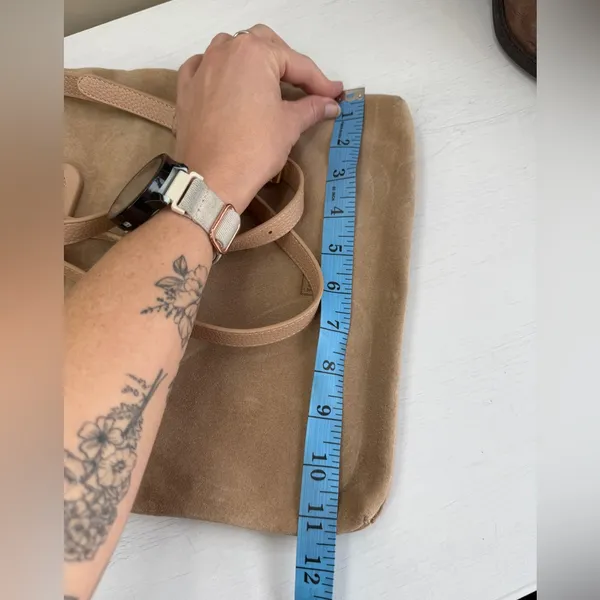 TMRW STUDIO Blush Milo Fold Over Suede Bag Crossbody Top Handle Anthropologie - Image 15