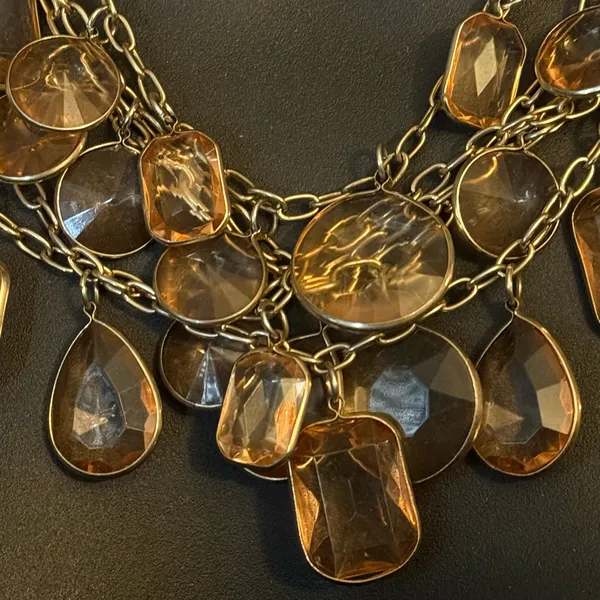 J.Crew multi chain chunky amber stones statement necklace - Image 2