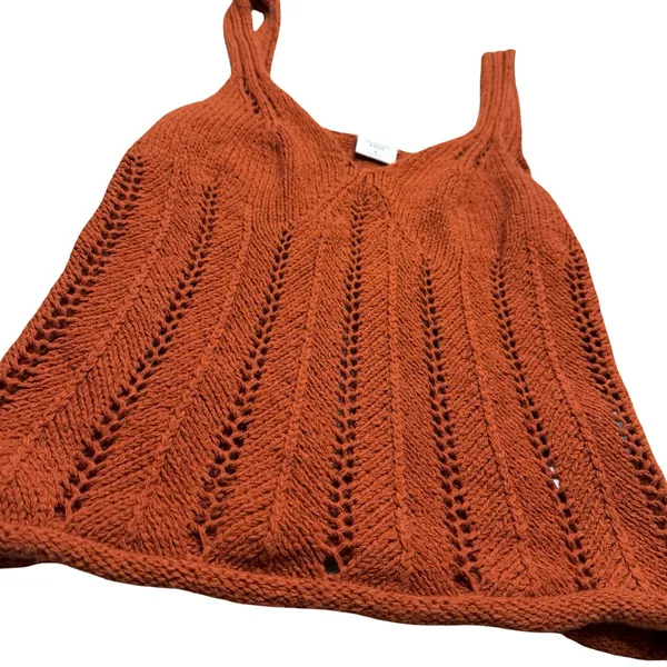 ✨🧶 Abercrombie &‎ Fitch Rust Open-Knit Sweater Tank Top M 🧶✨ - Image 2