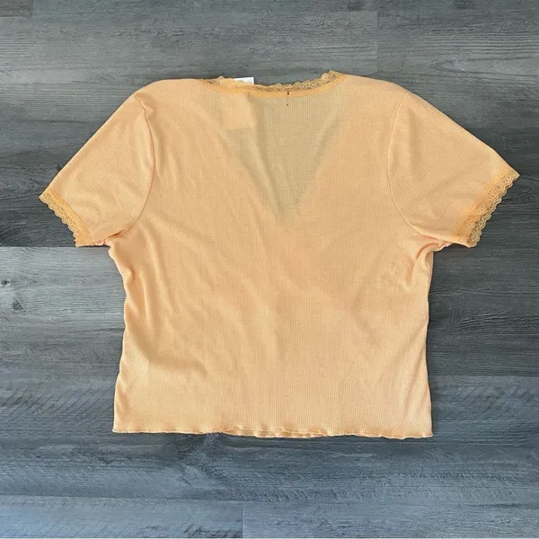 Forever 21 Ribbed Surplice Top Lace Trim Peach Plus 1X - Image 7