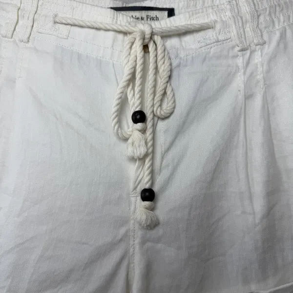 Abercrombie &‎ Fitch Womens Linen Shorts Size 12 Ivory Drawstring Resort Preppy - Image 7