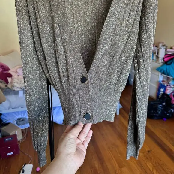 NWT ZARA Metallic Thread Knit Cardigan Sz Medium‎ Bloggers Favorite 9974/104/303 - Image 10