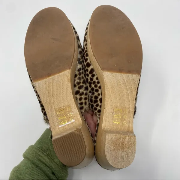 Madewell Womens The Ruby Clog in Dotted Calf Hair 7.5 Wooden Soles Slip On MA526 - Image 7