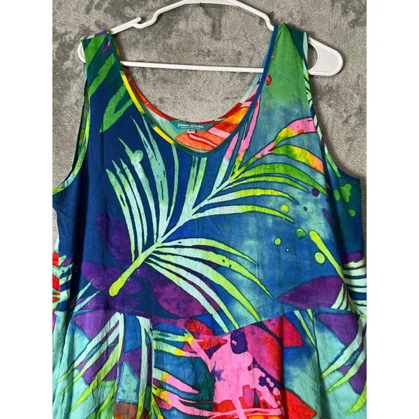 Jams World Volare Tropical Floral Sleeveless Midi Sundress Dress Women's Large - Image 2