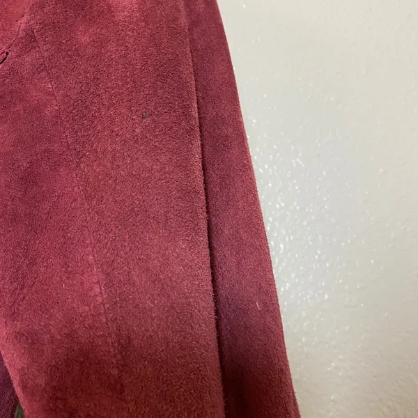 Burgundy Suede Blazer Jacket Small 100% Genuine Leather Autumn Fall Retro - Image 7