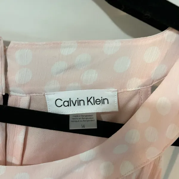 Calvin Klein Light Pink Polka Dot Chiffon Flowy Halter Dress Sz 14 NWT - Image 4