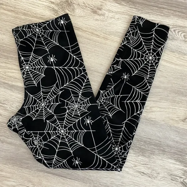No Boundaries Black with White Spider & Web Print Soft Fleece Jr Size L (11-13) - Image 4