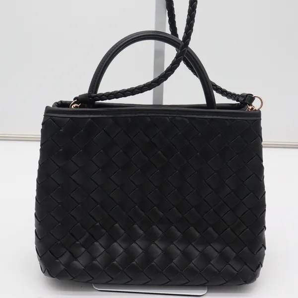 A New Day Black Woven Vegan Leather Crossbody Bag Gold Hardware Braided Strap - Image 3