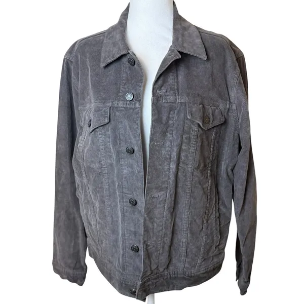 Madewell Womens‎ Gray Corduroy Jacket Medium Trucker Classic Fall Neutral Casual - Image 2