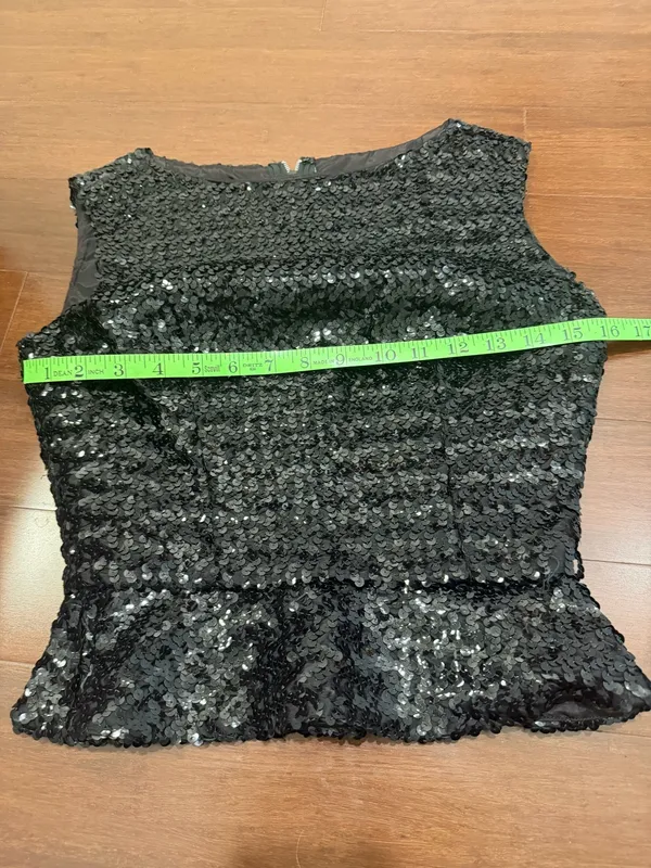 Vintage Black Sequin Sleeveless Top Size XS - Image 3