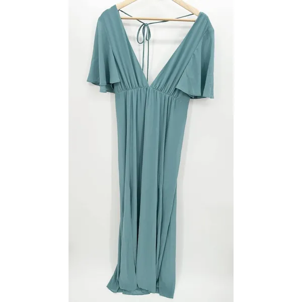 Show Me Your Mumu‎ Womens Blue Maxi Gown Size M Wedding Bridesmaid Event Flutter - Image 10