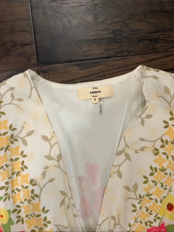 New Without Tags Entro Floral V-Neck Puff Sleeve Maxi Dress Sz S - Image 9