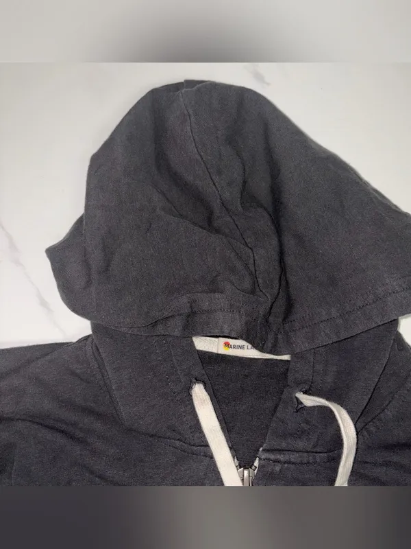 Marine Layer Charcoal Gray Full-Zip Hoodie Logo M - Image 5