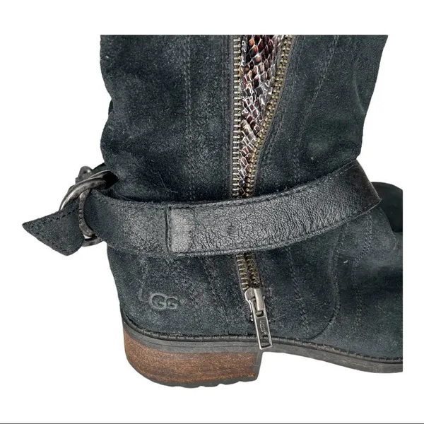 UGG Black Suede Moto Boots‎ - Image 5