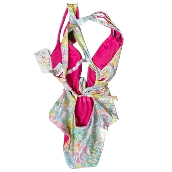 Becca‎ Hot Springs One Piece Medium Tie Dye Plunge Swimsuit - Image 7