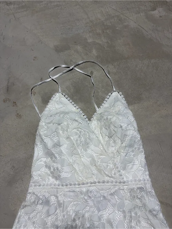 Saints + secrets White Lace Spaghetti-Strap Mini Dress medium bridal - Image 4
