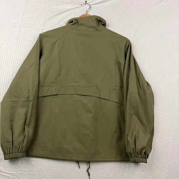 Fashion Olive Green Funnel Neck Button Up Windbreaker Jacket MLZ-2409 Small - Image 2