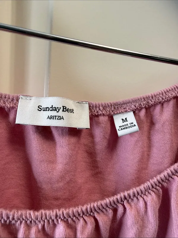 Aritzia Sunday Best Cottonwhisk Madeline T-Shirt Blouse Pink M - Image 3