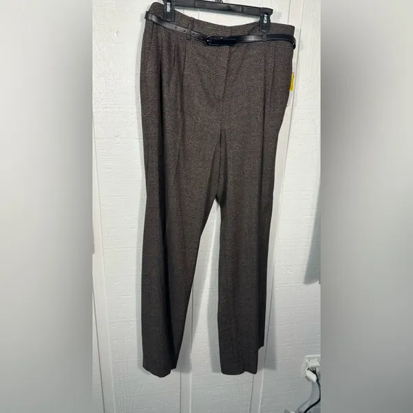 Calvin Klein Women's Brown Herringbone Belted Pants Size 12 N… - Image 2