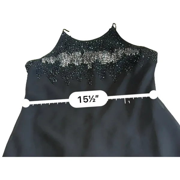 Vintage Cachet Black Sequin Formal Maxi Gown Women's 12 Sleeveless Boat Neck - Image 11