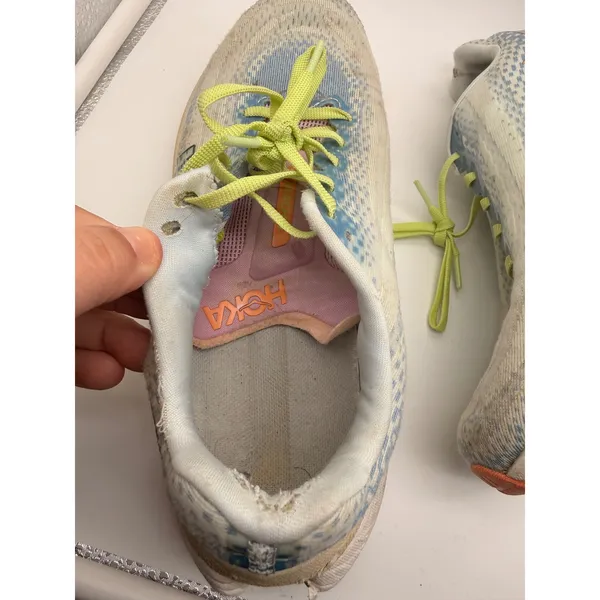 Hoka Mach 5 Running Shoes Womens 9 Blue White Lime Green‎ Mesh Sneakers - Image 6
