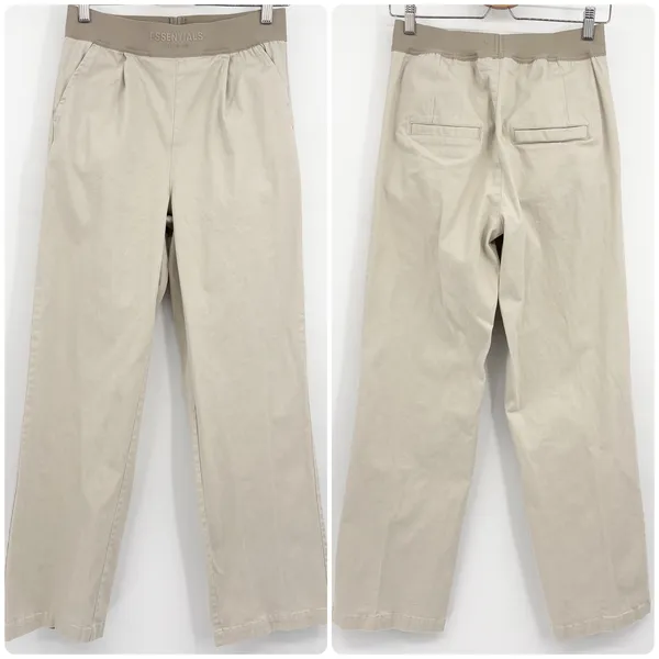 Fear of God Essentials Womens Khaki Logo‎ Waistband Relaxed Trouser Pants Size M - Image 3
