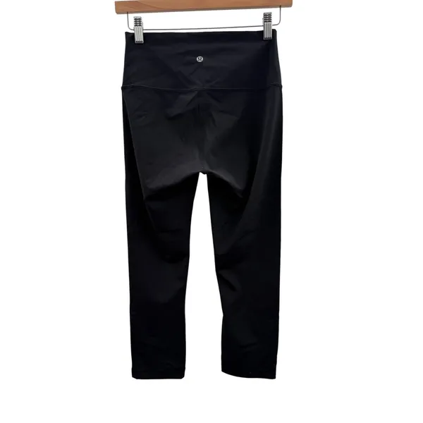Lululemon Wunder Under Crop 21‎ Womens 6 Black Full On Luxtreme High Rise - Image 2