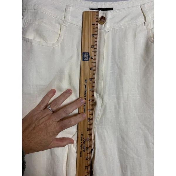Lulus Cream Linen Blend High Waisted Wide Leg Trousers Pants Size Medium NWT - Image 2