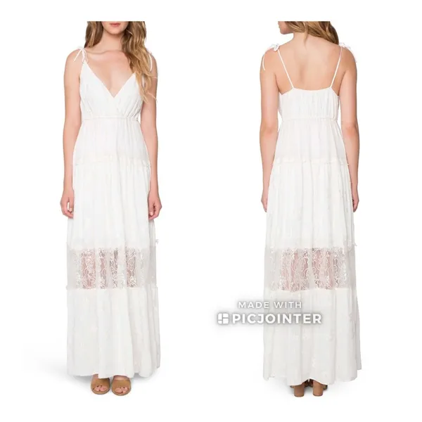 Nordstrom NWT Willow & Clay Lace Floral Maxi Dress Ivory M - Image 2