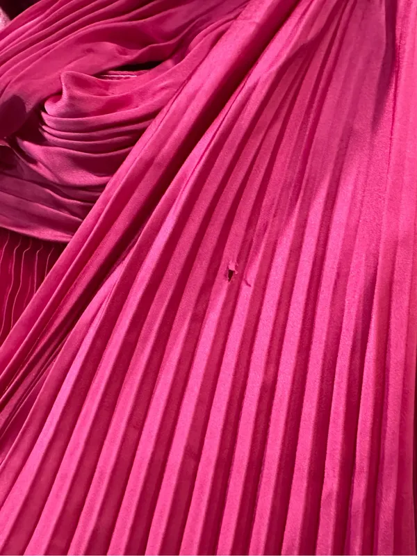 Mac Duggal 49837 Fuchsia Pink One Shoulder Pleated Charmeuse Gown with Slit sz 0 - Image 3