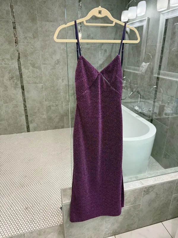 Shimmering Purple Cutout V-Neck Midi Dress by Audette Studios - *NWT size XS - Image 3