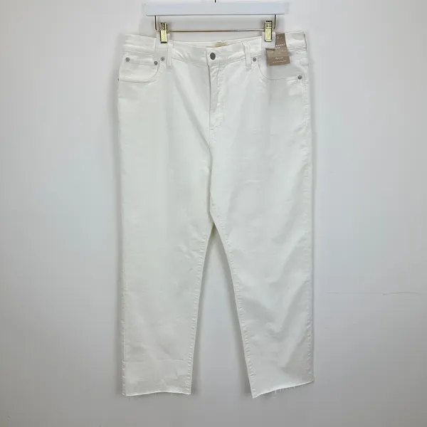 Madewell 90s Straight Crop Jean Tile White High Rise Raw Hem Classic US 33 NWT - Image 7