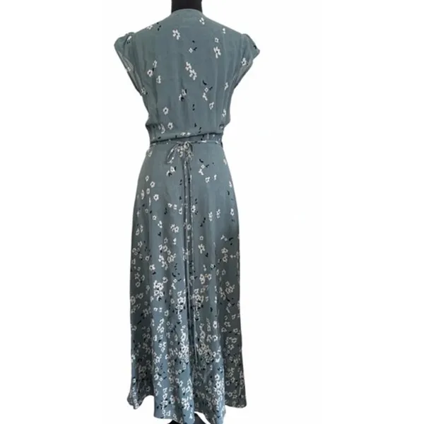 Reformation Mollie Wrap Midi Dress Fresco Blue Floral Made in USA NWT Rare Small - Image 4