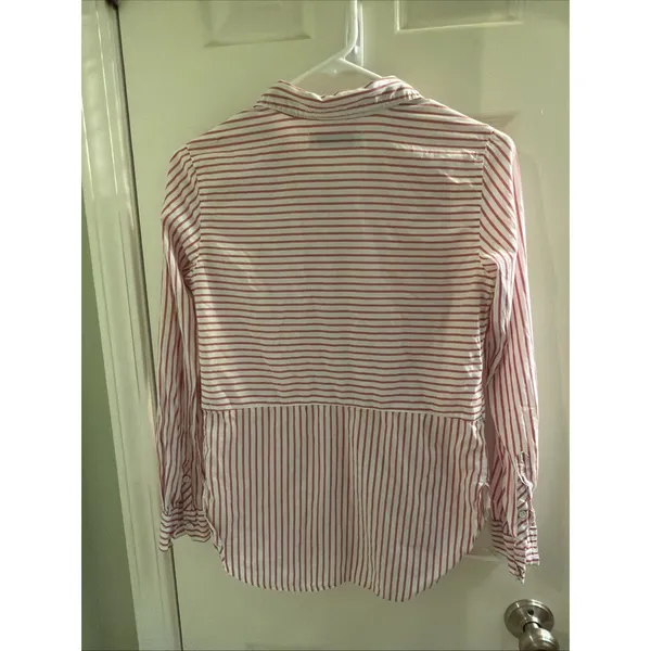 Abercrombie & Fitch Womens Sz XS White Red Stripe Pullover Button Front Shirt - Image 6