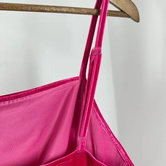 Cider Fuscia Pink Midi Dress Velvet Square Neck Rouched‎ Side Slit Formal NWT - Image 8