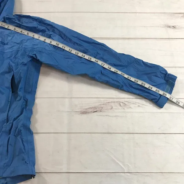 Marmot Women Small Blue Precip Eco Outdoor Waterproof Hooded Rain Jacket - Image 12