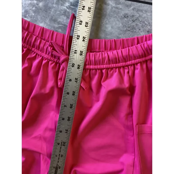 Halara Hot Pink Wide Leg Cargo Pants Drawstring Elastic Waist Womens Small - Image 3