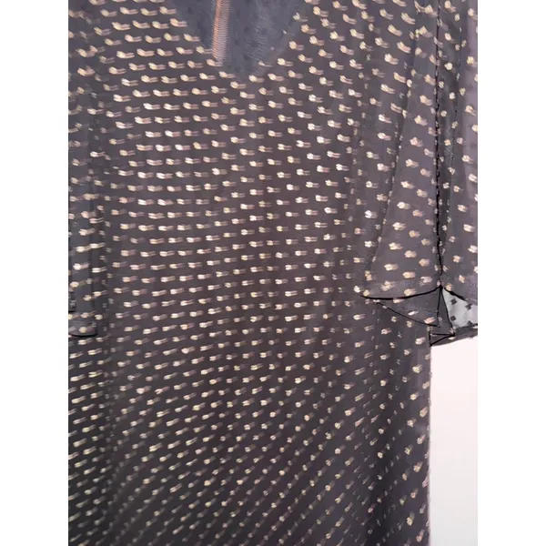 GOOD HART Matilda Jane Black‎ Gold Polka Dot Flutter Sleeve V Neck Dress XS - Image 2