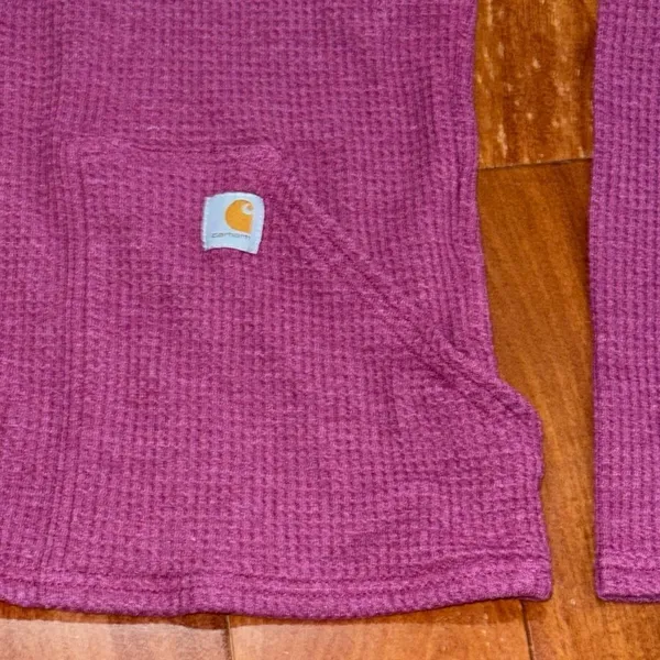 Carhartt Women's Relaxed Fit Heavyweight Long-Sleeve Hooded Thermal Shirt Sz XS - Image 4
