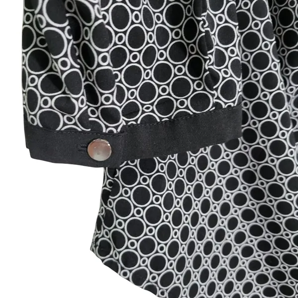 spense‎ women black white geometric print 3/4 sleeve zip neck tunic blouse top S - Image 4