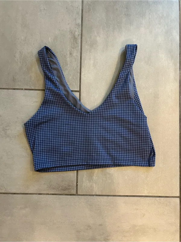 Aerie Sports Bra — Blue Houndstooth Print - Image 3