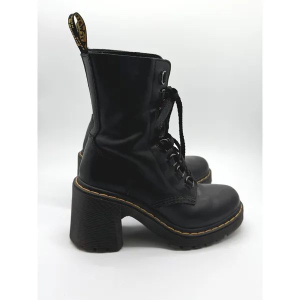 Dr. Martens Kendra Boot Women 8 Black Leather Lace Up Platform Block Heel Combat - Image 3