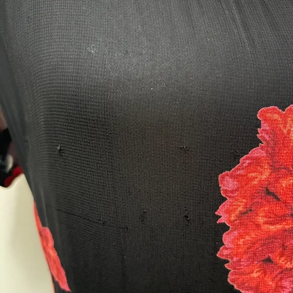 Lola P. Vintage 90s Midi Dress Black Red Floral Print Romantic Grunge‎ Size 10 - Image 2