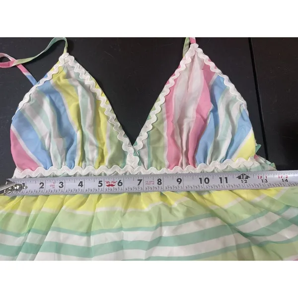 NWT Pastel Stripe Maxi Dress Cottage Coquette Beachy Tiered Tie Back Sundress S - Image 13