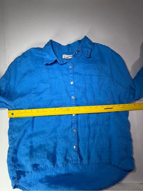 Rachel Zoe Electric Blue linen Button-Down Shirt - Image 4