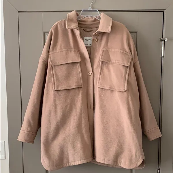 Abercrombie And Fitch Womens Oversized Tan Shacket Jacket Xl - Image 2