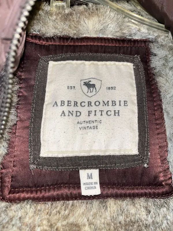 Abercrombie Fitch Brown Puffer Jacket Fur Lined Y2K - Image 4