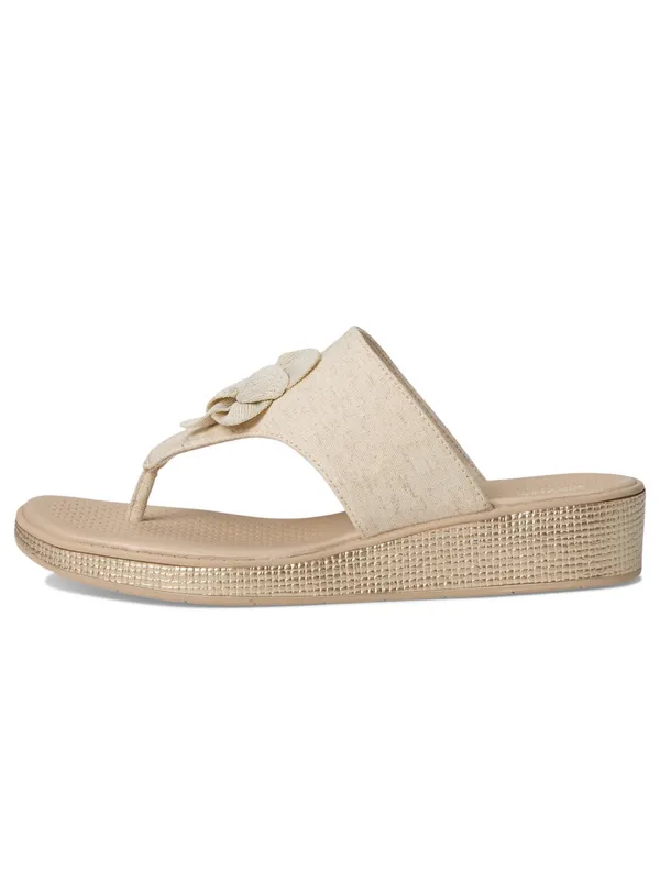 NEW LifeStride Bloom Wedge lightweight wedge Flip flop thong Sandal beige 8 wide - Image 4