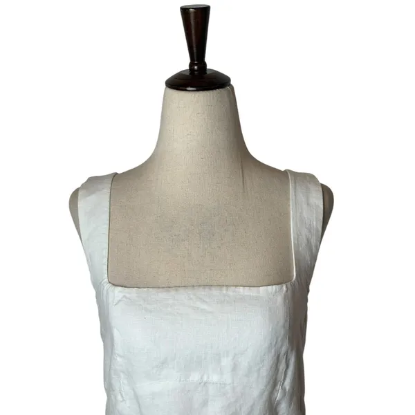 Quince European Linen Fit And Flare Midi Dress Women Small White Square Neck - Image 4