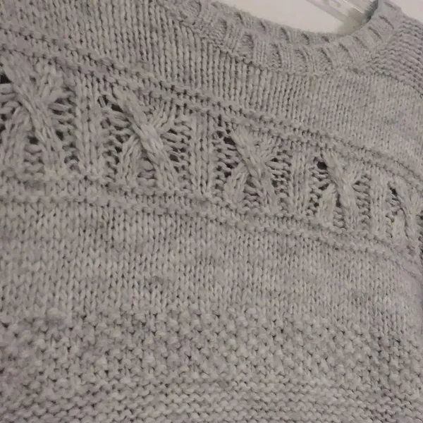 American Eagle Grey Cable Knit Crewneck Sweater - Image 3